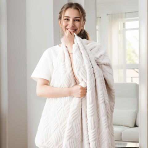 ​Battilo Home Faux Fur Bedspread in white