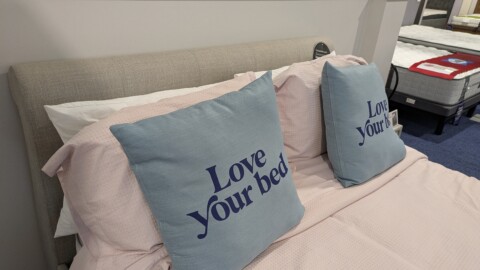 Pillows on a mattress at Dreams
