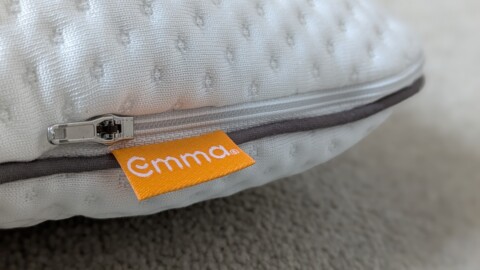 Emma Premium Foam Pillow with closeup label