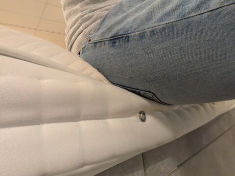 Compression test on the Sleep Story Ergosense Pocket Sprung Mattress by Highgrove