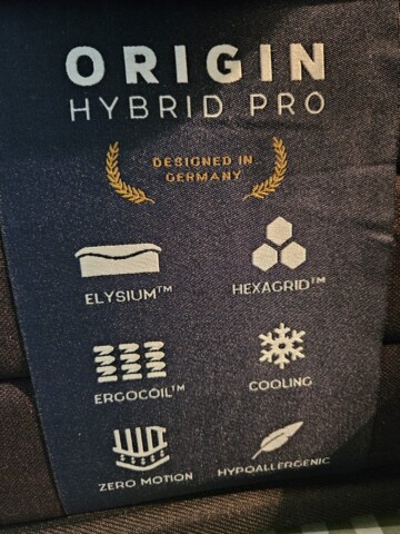 Origin Hybrid Pro Mattress label